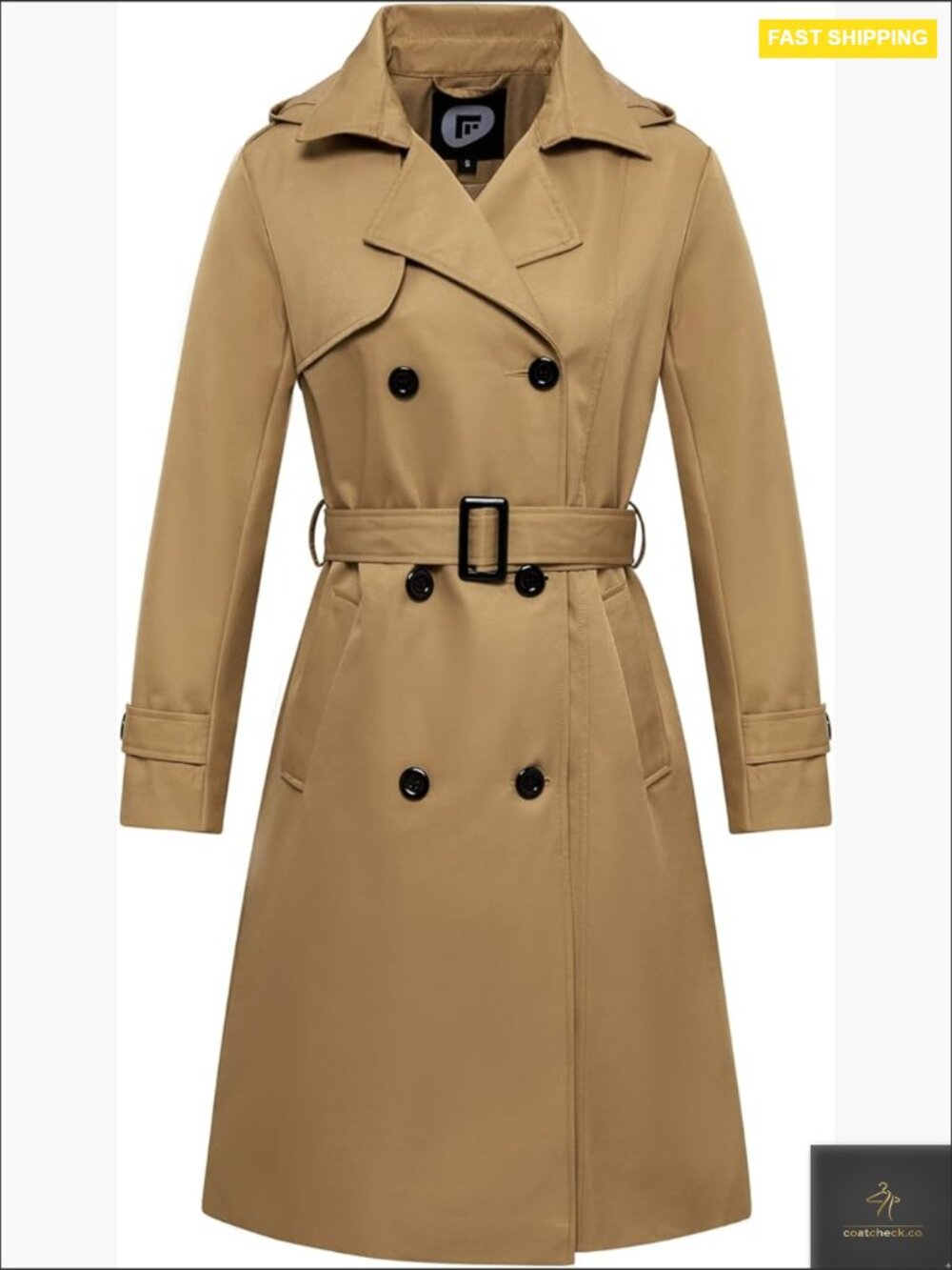 Classic Trench Coat Waterproof Windbreaker Long Double Breasted Belted Hood